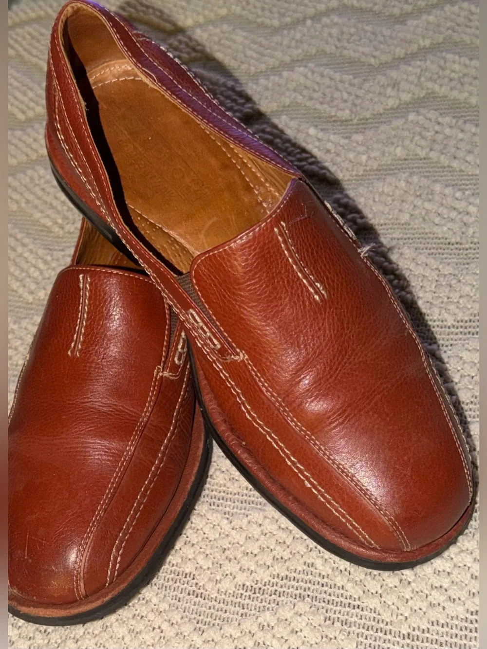 Sandro Moscoloni Comfortwalk Men's Brown Leather Slip On Loafers 11 D Brazil